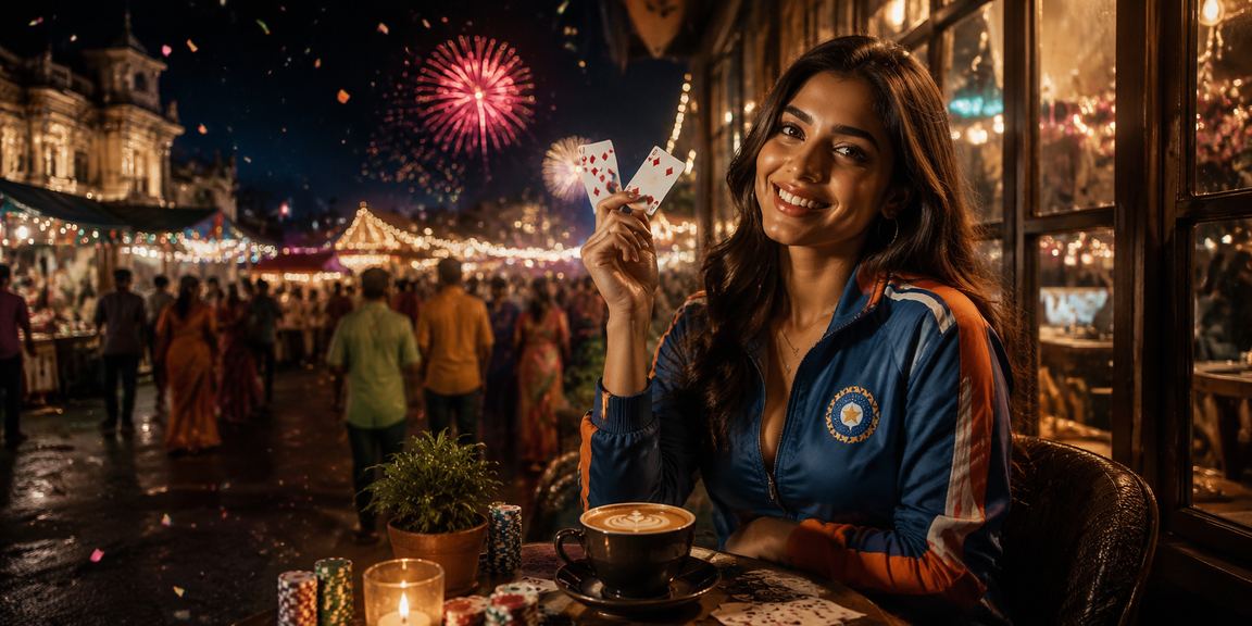 Night market in India with vibrant cricket betting crowd